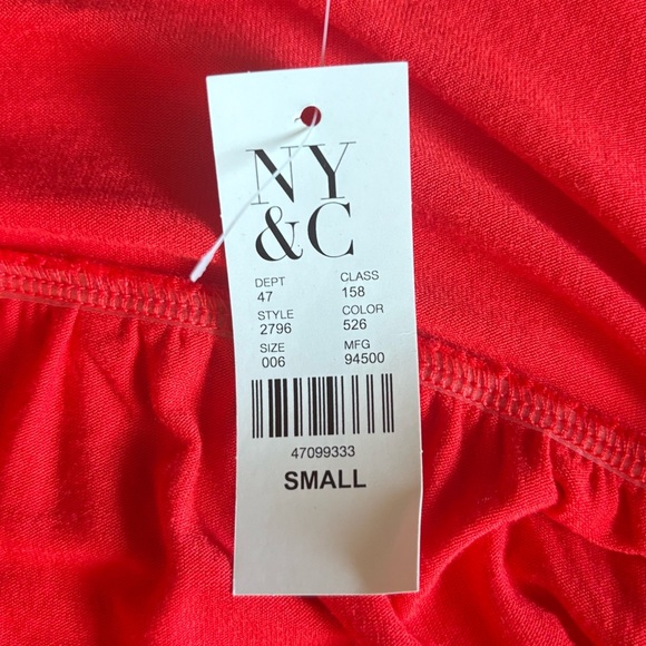 NWT NY & C Woman’s Small Red Off The Shoulder Ruffled Tank Top With Cute Accents - Picture 6 of 7